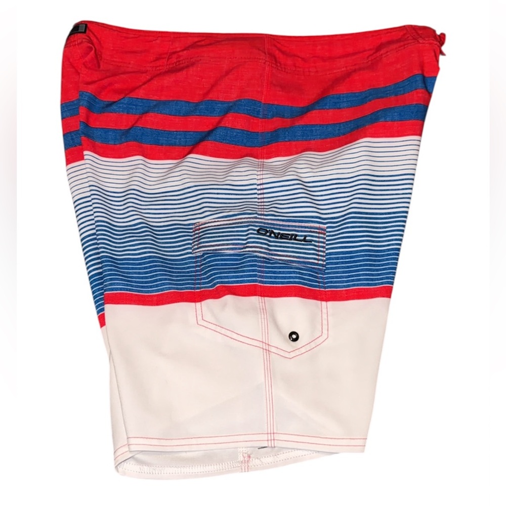 O'Neill Red and Blue Striped Board Shorts - Picture 3 of 5